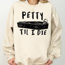 Small Sand Petty Til I Die Skeleton Witch Skull Spooky Halloween Costume Graphic Sweatshirt