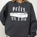 Large Dark Gray Heather Petty Til I Die Skeleton Witch Skull Spooky Halloween Costume Graphic Sweatshirt