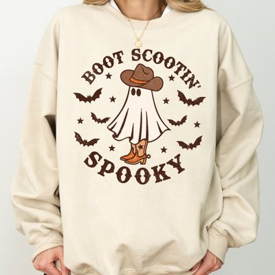 Boot Scootin' Spooky Skeleton Witch Skull Halloween Costume Graphic Sweatshirt Edition