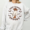 XL Ash Light Gray Boot Scootin' Spooky Skeleton Witch Skull Halloween Costume Graphic Sweatshirt Edition