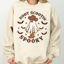 XXL Sand Boot Scootin' Spooky Skeleton Witch Skull Halloween Costume Graphic Sweatshirt Edition