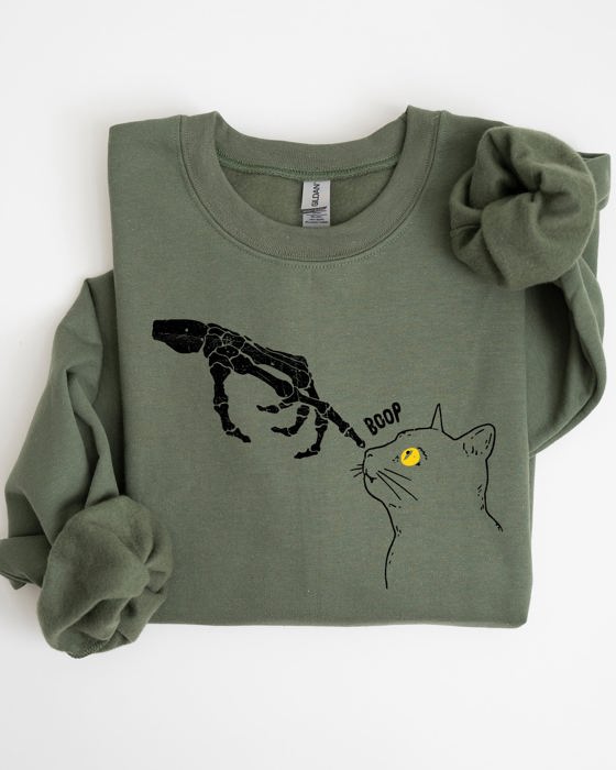 Boop Cat Skeleton Ghost Witch Skull Spooky Halloween Costume Collection Sweatshirt