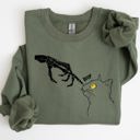 Large Military Green Boop Cat Skeleton Ghost Witch Skull Spooky Halloween Costume Collection Sweatshirt