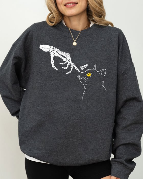 Boop Cat Skeleton Ghost Witch Skull Spooky Halloween Costume Collection Sweatshirt