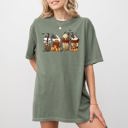 Medium Moss Dark Green Halloween Coffee Retro Skeleton Ghost Witch Skull Spooky Meme Costume Comfort Colors Tee