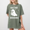 XL Moss Dark Green Read More Books Ghost Skeleton Witch Skull Spooky Aesthetic Meme Halloween Costume Comfort Colors Tee