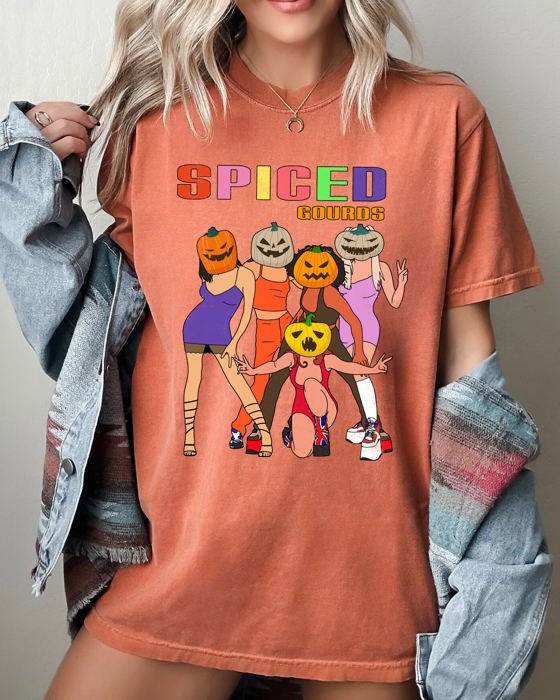 Spiced Gourds Skeleton Ghost Witch Skull Spooky Halloween Costume Comfort Colors Tee