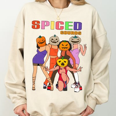 Spiced Gourds Skeleton Ghost Witch Skull Spooky Aesthetic Halloween Costume Sweatshirt