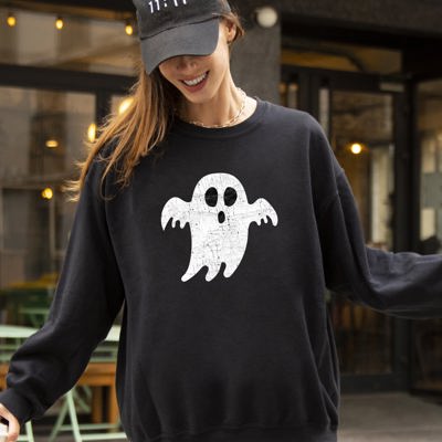 Spooky Ghost Skeleton Witch Skull Spooky Aesthetic Meme Halloween Costume Sweatshirt