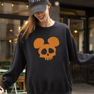 Mouse Ears Skeleton Ghost Witch Skull Spooky Aesthetic Meme Halloween Sweatshirt