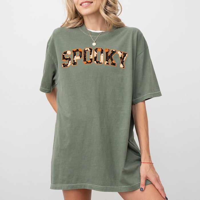 Spooky Skeleton Ghost Witch Skull Meme Halloween Night Terror Comfort Colors Tee