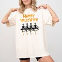 XXXL Ivory Cream Happy Halloween Dancing Skeletons Ghost Witch Skull Spooky Meme Costume Comfort Colors Tee