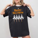 XXXL Black Happy Halloween Dancing Skeletons Ghost Witch Skull Spooky Meme Costume Comfort Colors Tee