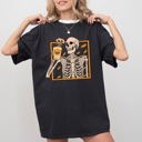 Medium Black Pumpkin Spice Ghost Skeleton Witch Skull Spooky Halloween Meme Comfort Colors Tee
