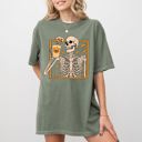 XXL Moss Dark Green Pumpkin Spice Ghost Skeleton Witch Skull Spooky Halloween Meme Comfort Colors Tee