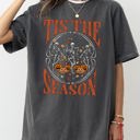 Medium Pepper Dark Gray Tis The Season Retro Skeleton Ghost Witch Skull Spooky Meme Halloween Comfort Colors Tee