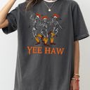 Medium Pepper Dark Gray Yee Haw Western Skeleton Ghost Witch Skull Spooky Aesthetic Meme Halloween Costume Comfort Colors Tee