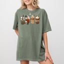 XXL Moss Dark Green Halloween Coffee Spooky Skeleton Ghost Witch Skull Meme Costume Exclusive Comfort Colors Tee