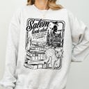 Large Ash Light Gray Salem Book Club Spooky Skeleton Ghost Witch Skull Aesthetic Meme Halloween Costume Sweatshirt