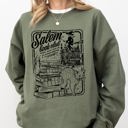 XL Military Green Salem Book Club Spooky Skeleton Ghost Witch Skull Aesthetic Meme Halloween Costume Sweatshirt