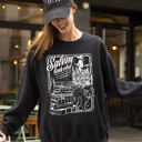 Large Black Salem Book Club Spooky Skeleton Ghost Witch Skull Aesthetic Meme Halloween Costume Sweatshirt