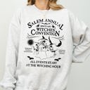 XL Ash Light Gray Salem Annual Witches Convention Spooky Skeleton Ghost Witch Skull Meme Halloween Costume Sweatshirt