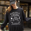 XXXL Black Salem Annual Witches Convention Spooky Skeleton Ghost Witch Skull Meme Halloween Costume Sweatshirt
