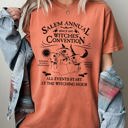 Small Yam Salem Annual Witches Convention Spooky Skeleton Ghost Witch Skull Meme Halloween Costume Comfort Colors Tee