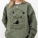 Medium Military Green The Salem Apothecary Spooky Skeleton Ghost Witch Skull Aesthetic Halloween Meme Costume Sweatshirt