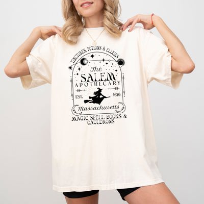 The Salem Apothecary Spooky Skeleton Ghost Witch Skull Halloween Costume Comfort Colors Tee