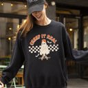 XXXL Black Creep It Real Ghost Retro Spooky Skeleton Witch Skull Aesthetic Meme Halloween Costume Sweatshirt