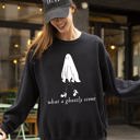 XXXL Black What A Ghostly Scene Spooky Skeleton Ghost Witch Skull Halloween Costume Sweatshirt