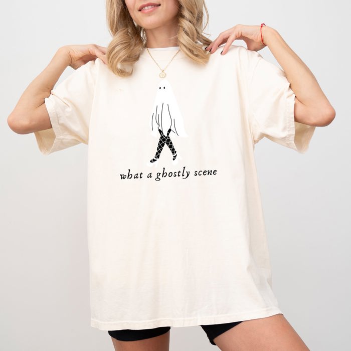 What A Ghostly Scene Spooky Skeleton Ghost Witch Skull Meme Halloween Costume Comfort Colors Tee
