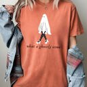 XL Yam What A Ghostly Scene Spooky Skeleton Ghost Witch Skull Meme Halloween Costume Comfort Colors Tee