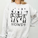 XXL Ash Light Gray Dancing Skeletons Howdy Spooky Ghost Witch Skull Meme Halloween Party Mascot Sweatshirt