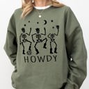 Small Military Green Dancing Skeletons Howdy Spooky Ghost Witch Skull Meme Halloween Party Mascot Sweatshirt