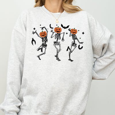 Pumpkin Head Dancing Skeletons Spooky Ghost Witch Skull Meme Halloween Costume Sweatshirt