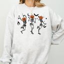  Pumpkin Head Dancing Skeletons Spooky Ghost Witch Skull Meme Halloween Costume Sweatshirt