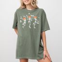 Medium Moss Dark Green Pumpkin Head Dancing Skeletons Spooky Ghost Witch Skull Aesthetic Meme Halloween Costume Comfort Colors Tee