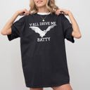 XXL Black Y'All Drive Me Batty Spooky Bat Ghost Witch Skull Costume Halloween Night Comfort Colors Tee