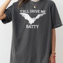 XL Pepper Dark Gray Y'All Drive Me Batty Spooky Bat Ghost Witch Skull Costume Halloween Night Comfort Colors Tee