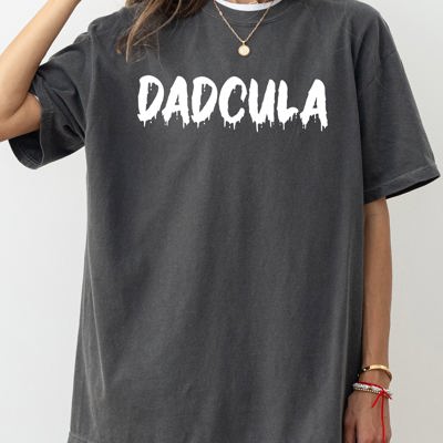 Dadcula Spooky Bat Ghost Witch Skull Halloween Meme Design Iconic Comfort Colors Tee
