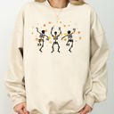 XL Sand Fall Leaves Dancing Skeletons Ghost Witch Skull Halloween Meme Costume Sweatshirt