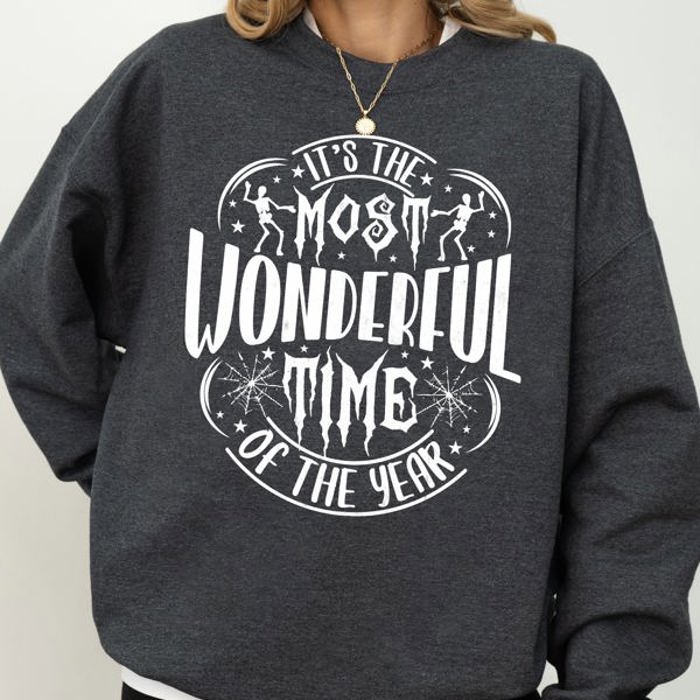 It's The Most Wonderful Time Of The Year Skeleton Spider Web Witch Skull Sweatshirt