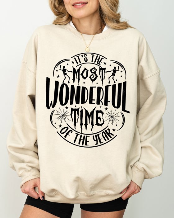 It's The Most Wonderful Time Of The Year Skeleton Spider Web Witch Skull Sweatshirt