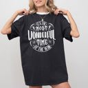 Small Black It's The Most Wonderful Time Of The Year Skeleton Spider Web Witch Skull Spooky Halloween Costume Comfort Colors Tee