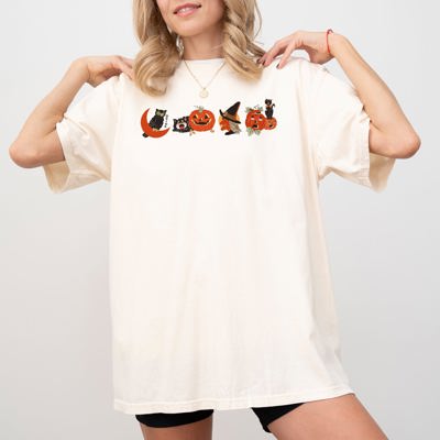 Vintage Pumpkin Skeleton Witch Skull Spooky Meme Halloween Costume Comfort Colors Tee