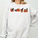 XL Ash Light Gray Vintage Halloween Pumpkin Skeleton Witch Skull Spooky Meme Graphic Art Sweatshirt