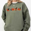 XXXL Military Green Vintage Halloween Pumpkin Skeleton Witch Skull Spooky Meme Graphic Art Sweatshirt