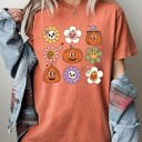 Large Yam Retro Pumpkins Fall Skeleton Witch Skull Spooky Halloween Costume Comfort Colors Tee